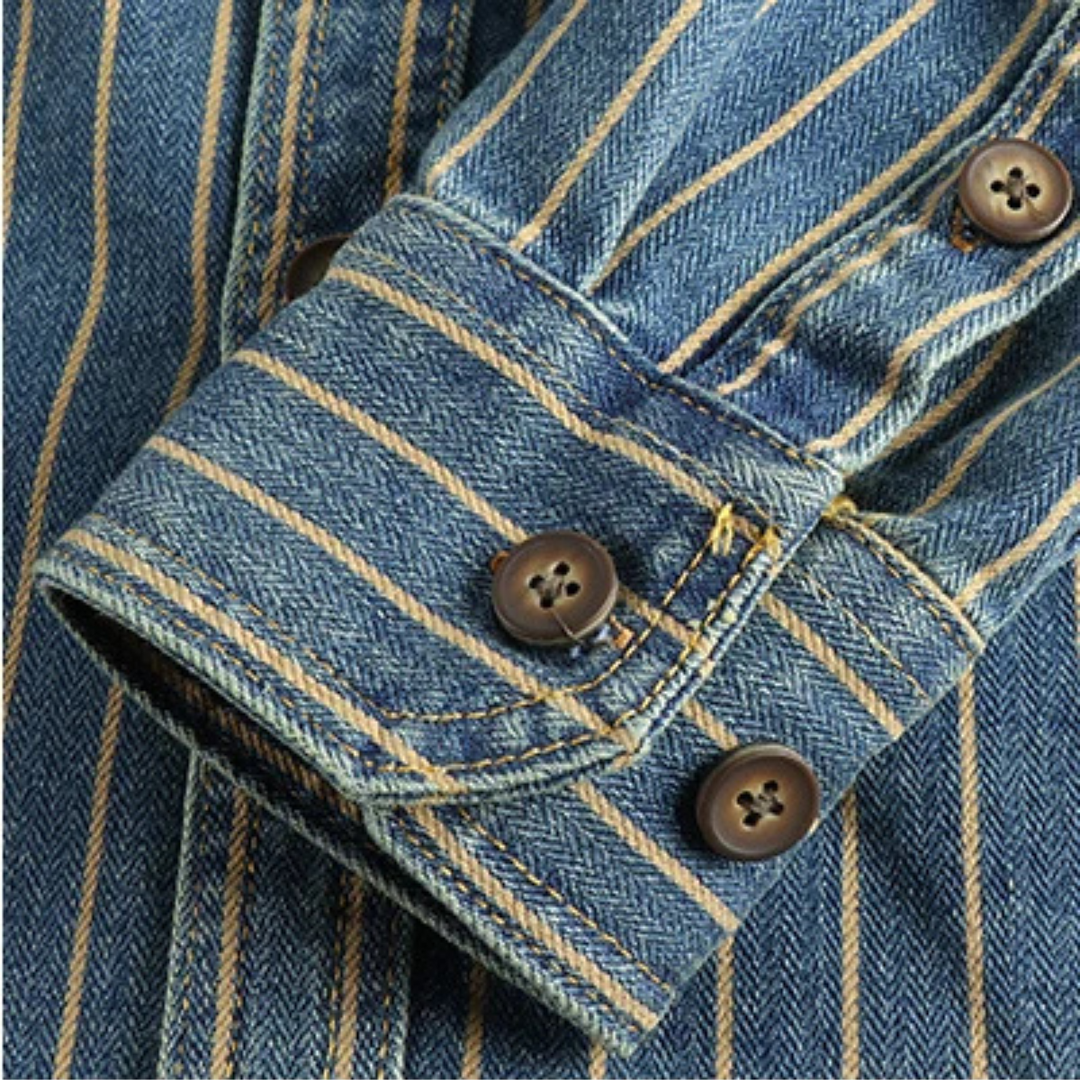 The Rivercrest Men’s Vintage Heavy Cotton Casual Striped Shirt