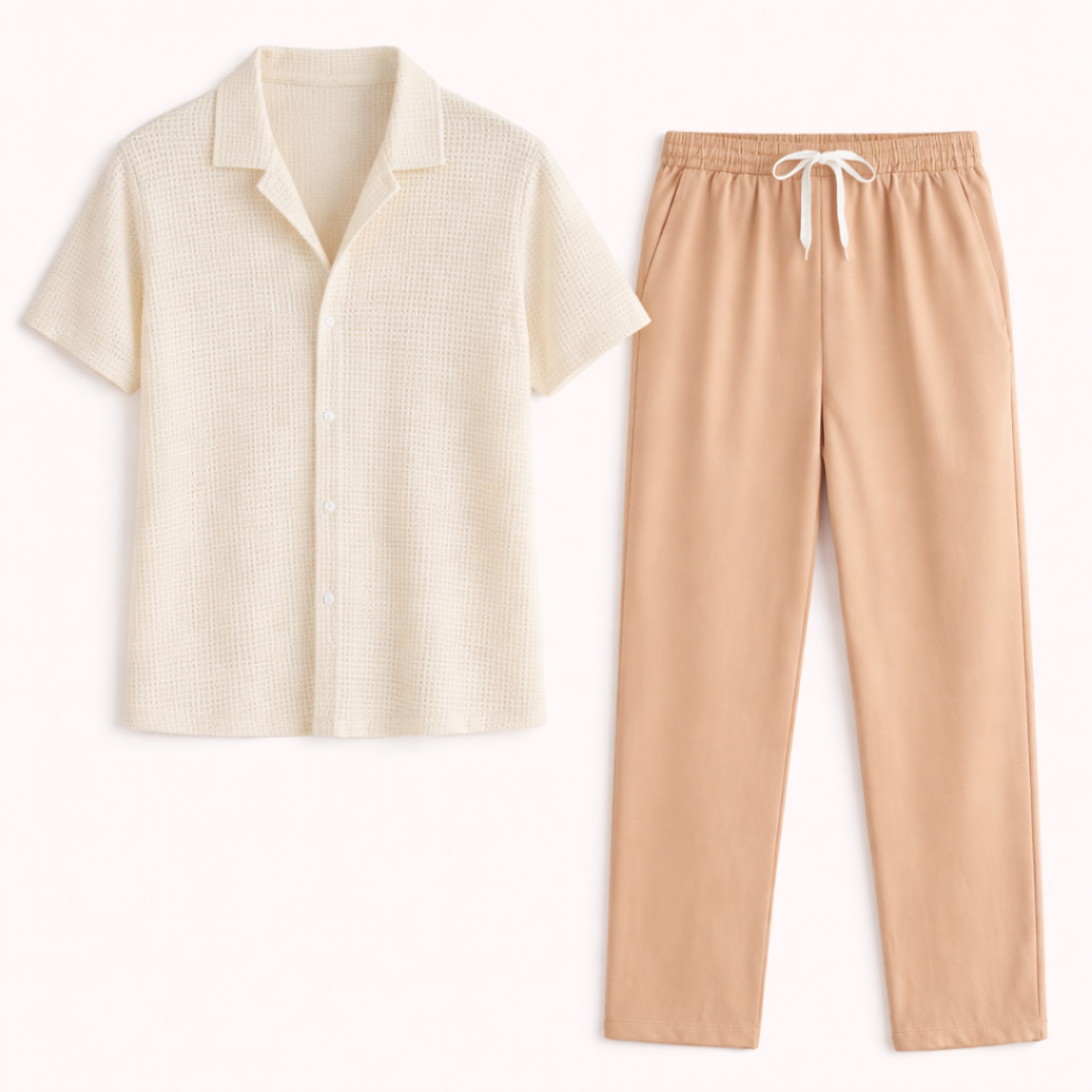 The Timbercrest Park Men’s Textured Button Up Casual Set – Shirt &amp; Pants