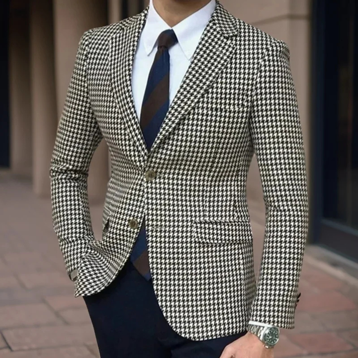 The Frankfurt Men’s Elegant Herringbone Wool Look Blazer