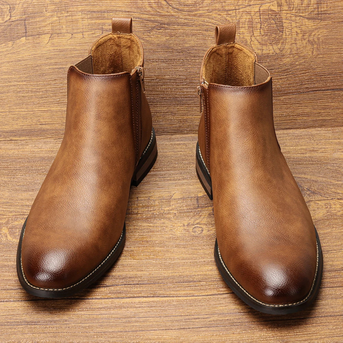 The Agrigento Men’s Chelsea Leather Ankle Boots with Elastic Side Panels