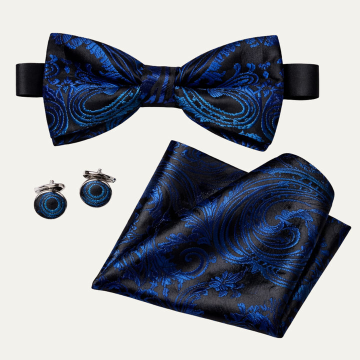 The Ashbury Men’s Bow Tie with Pocket Square & Cufflinks Set – Royal Blue