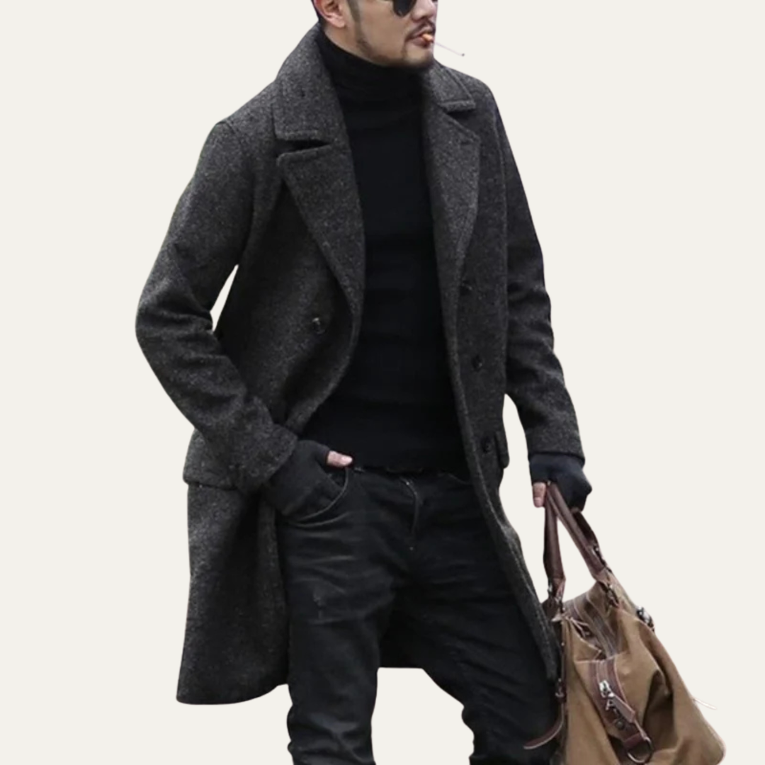 The Parkwood Men’s Wool Double Breasted Smart Long Winter Coat