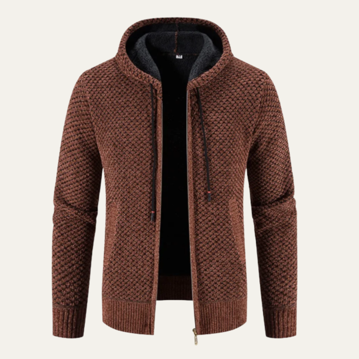 The Harrington Men’s Knitted Fleece Lined Zip Up Winter Hoodie Jacket