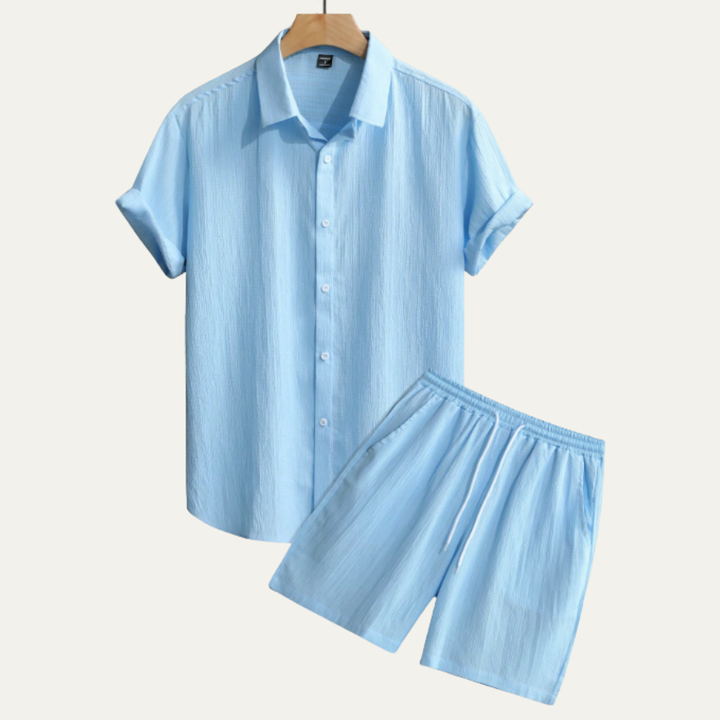 The Glenridge Park Men’s Lightweight Co Ord Set – Button Up Shirt & Drawstring Shorts