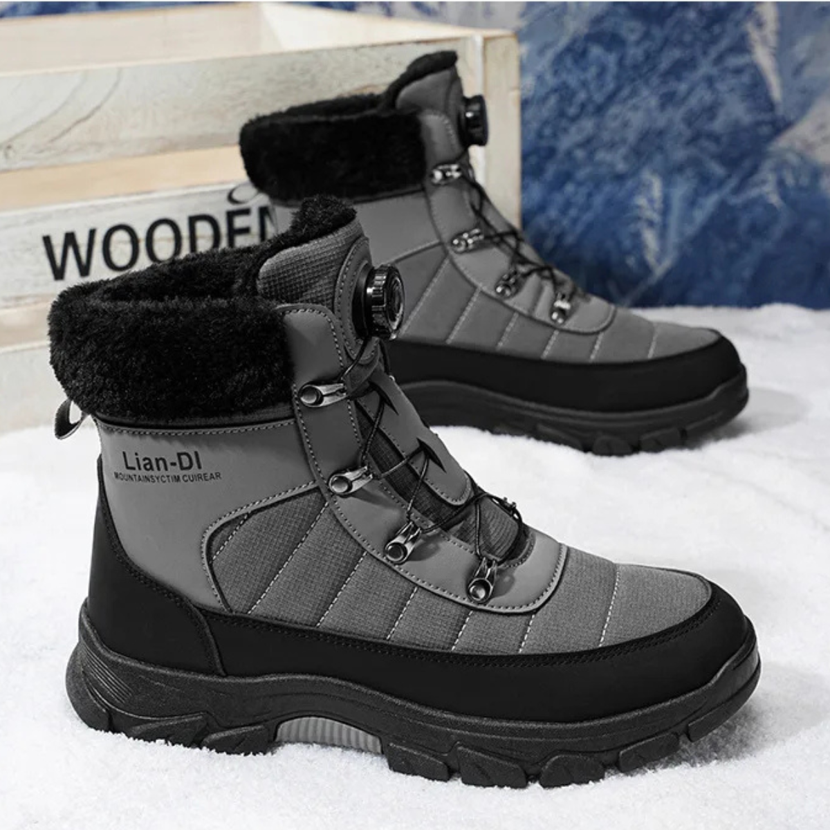 The Tarquinia Men’s Winter Warm Fur Lined High Top Anti Slip Snow Boots