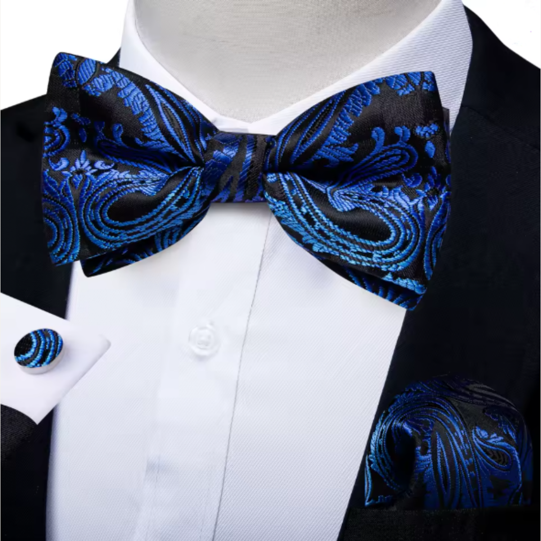 The Ashbury Men’s Bow Tie with Pocket Square & Cufflinks Set – Royal Blue