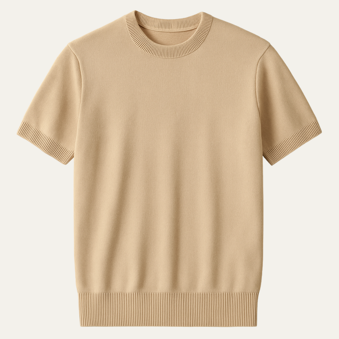 The Evoque Men’s Slim Fit Cashmere Shirt – Lightweight Short Sleeve Knit
