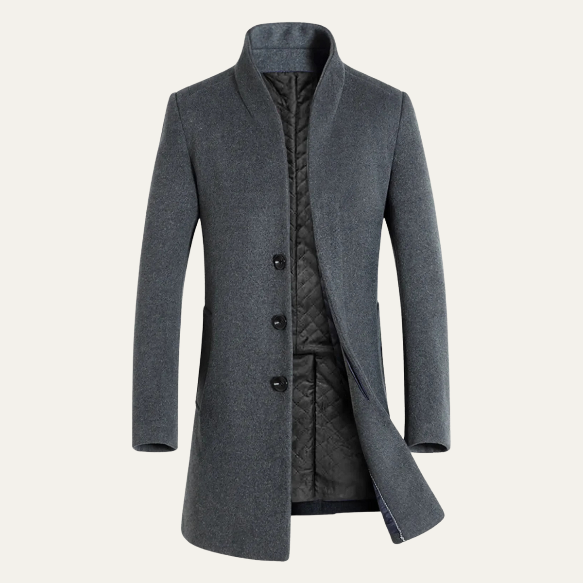 The Collingwood Men's Elegant Wool Blend Single Breasted Winter Trench Coat
