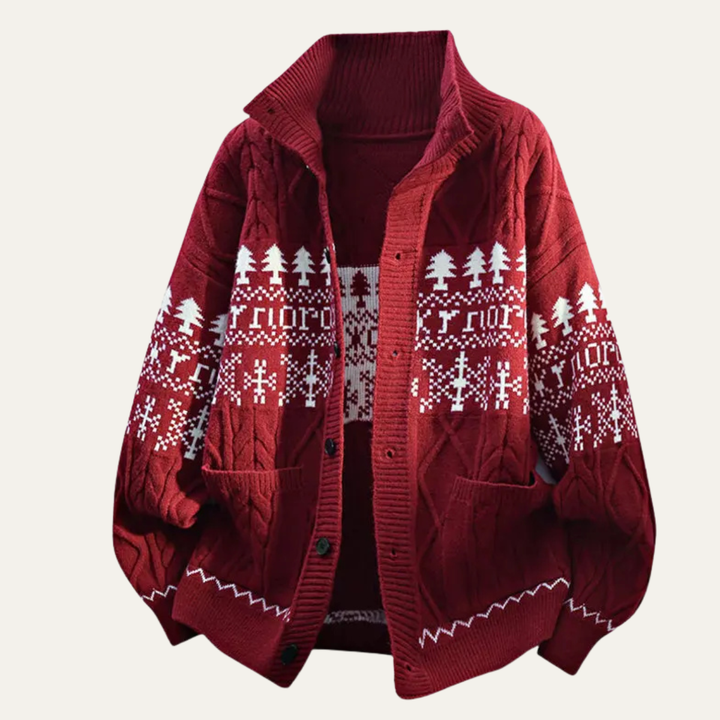 The Salamanca Men's Winter Nordic Pattern Button Up Knitted Jacket