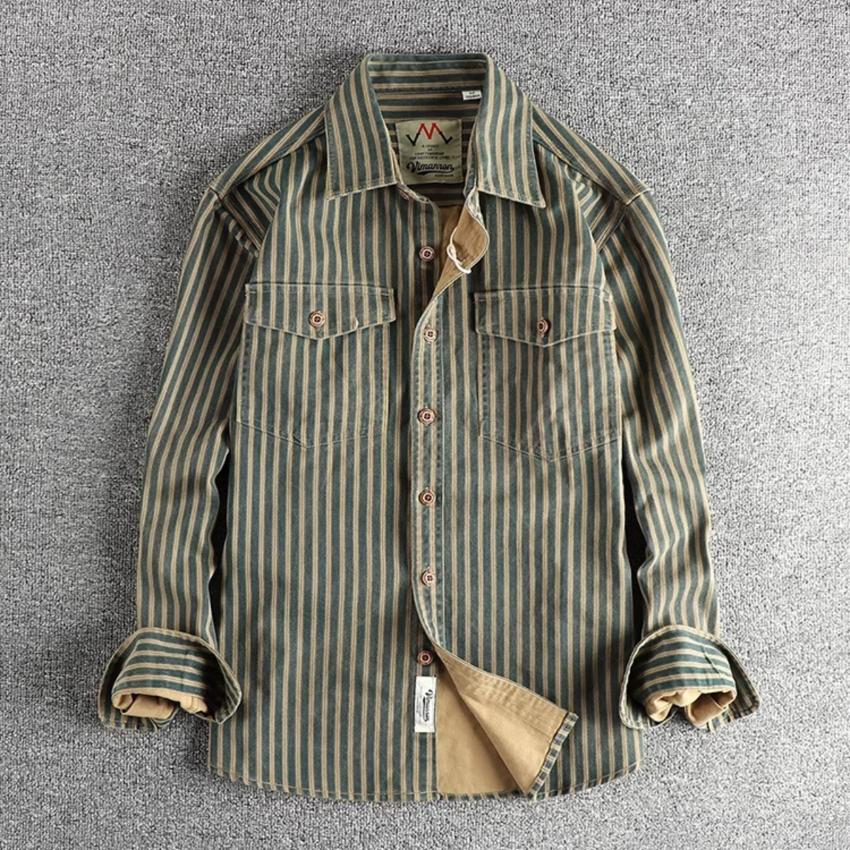The Stratford Hill Men’s Retro Casual Button Up Striped Shirt