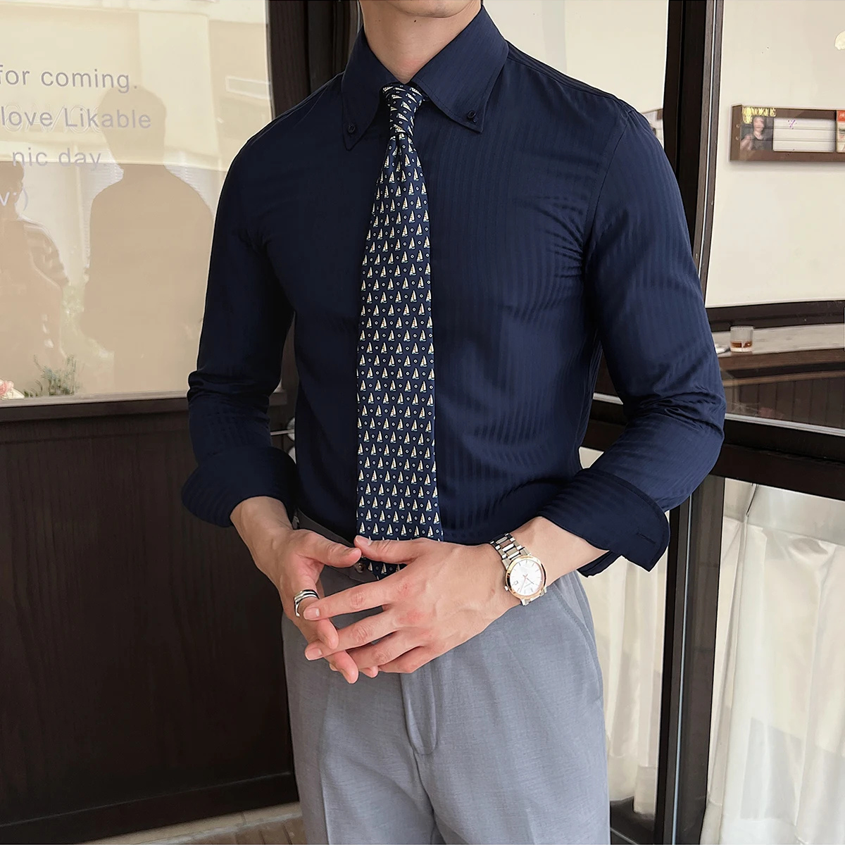 The Brookhaven Park Men’s Casual Striped Button Up Shirt