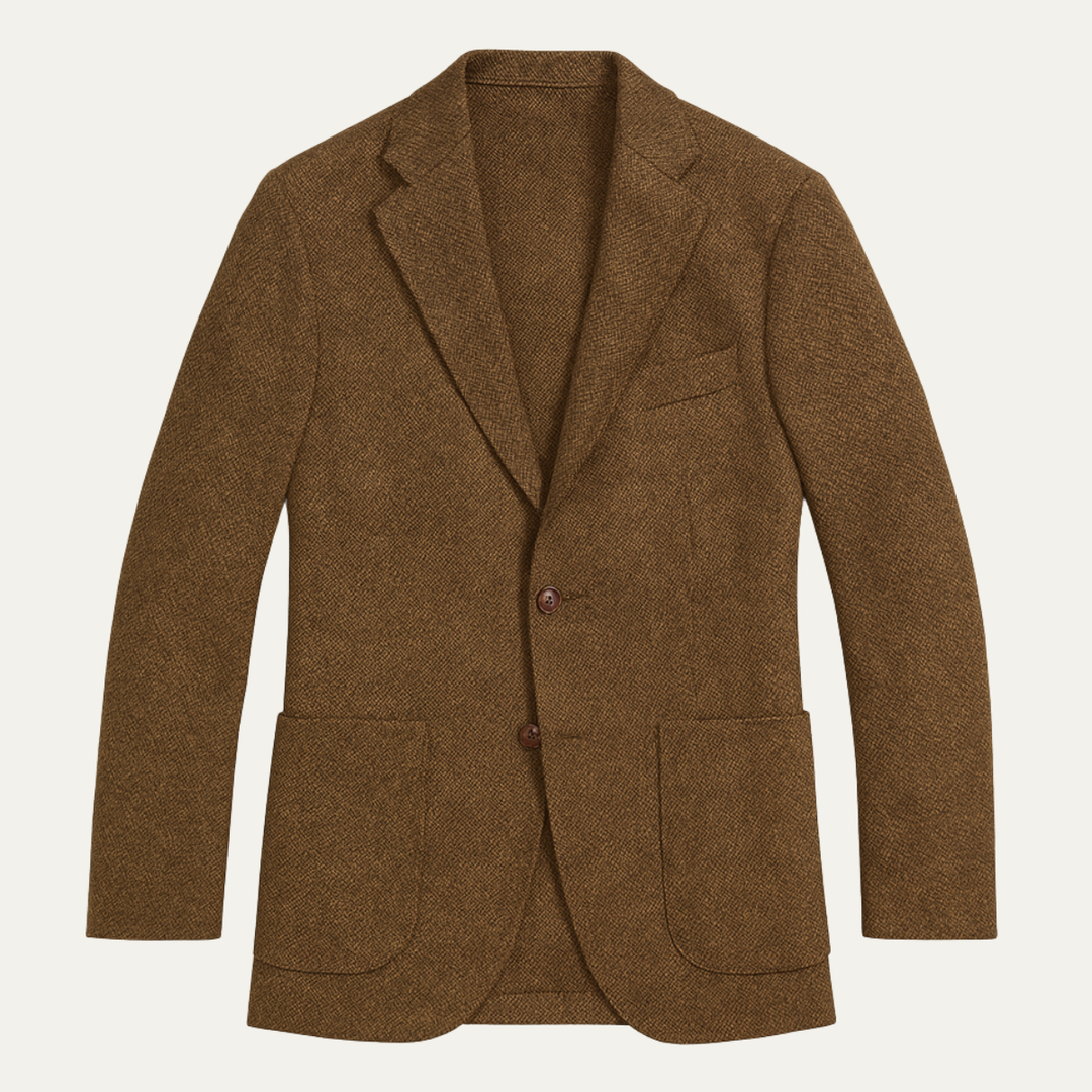 The Dresden Men’s Slim Fit Single Breasted Herringbone Tweed Blazer – Gray