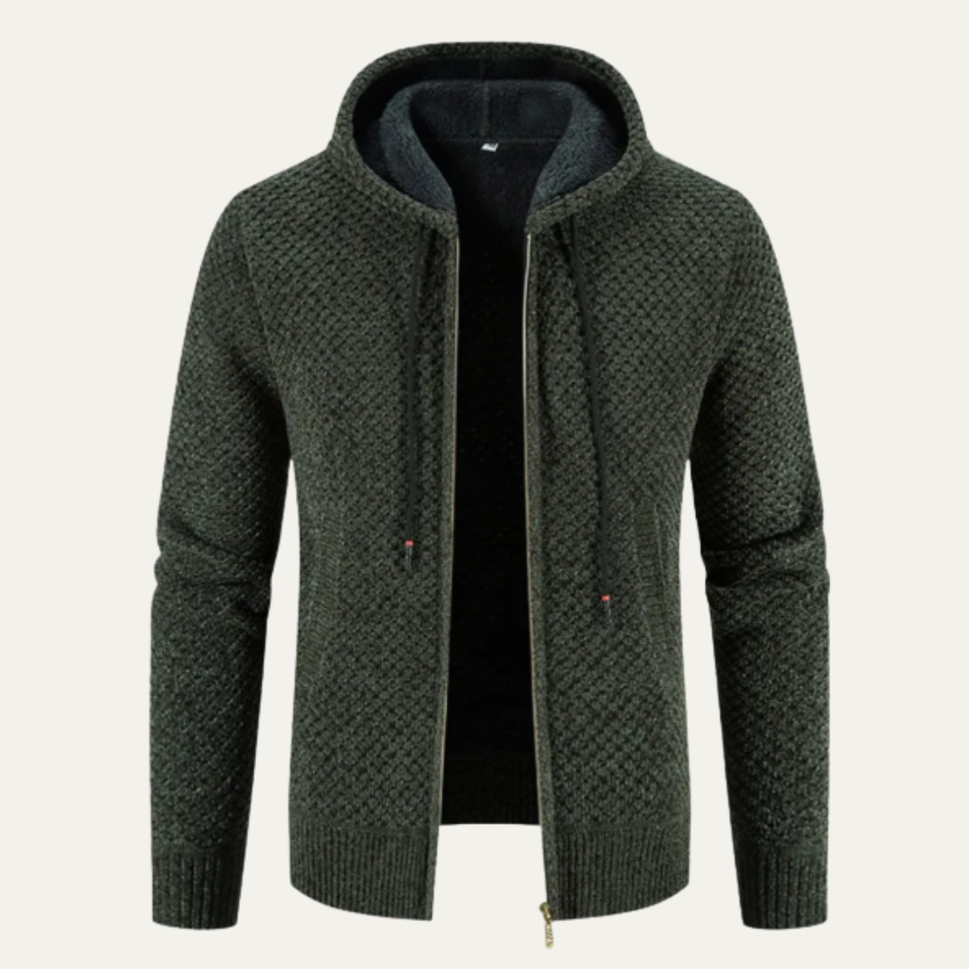 The Harrington Men’s Knitted Fleece Lined Zip Up Winter Hoodie Jacket