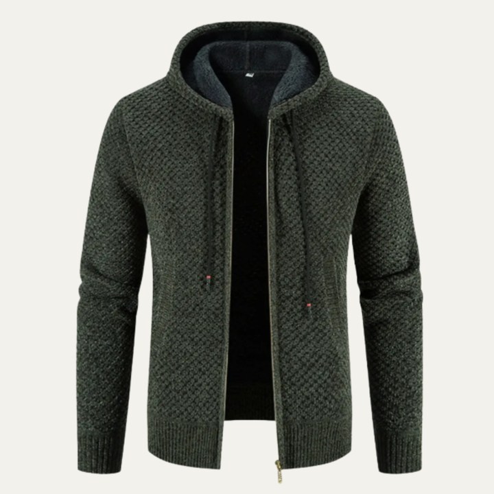 The Harrington Men’s Knitted Fleece Lined Zip Up Winter Hoodie Jacket
