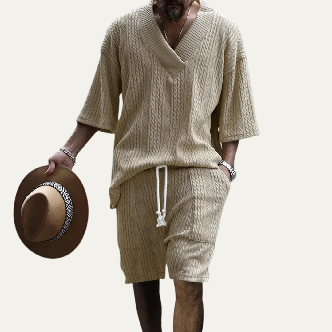 The Redwood Park Men’s Light Summer Knitted Set – Polo Shirt & Short