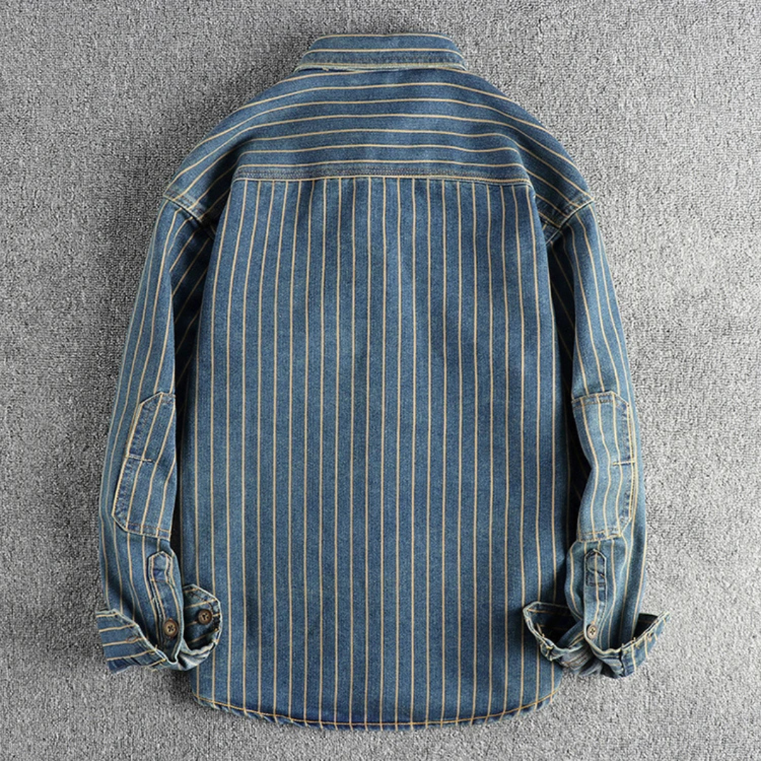 The Rivercrest Men’s Vintage Heavy Cotton Casual Striped Shirt