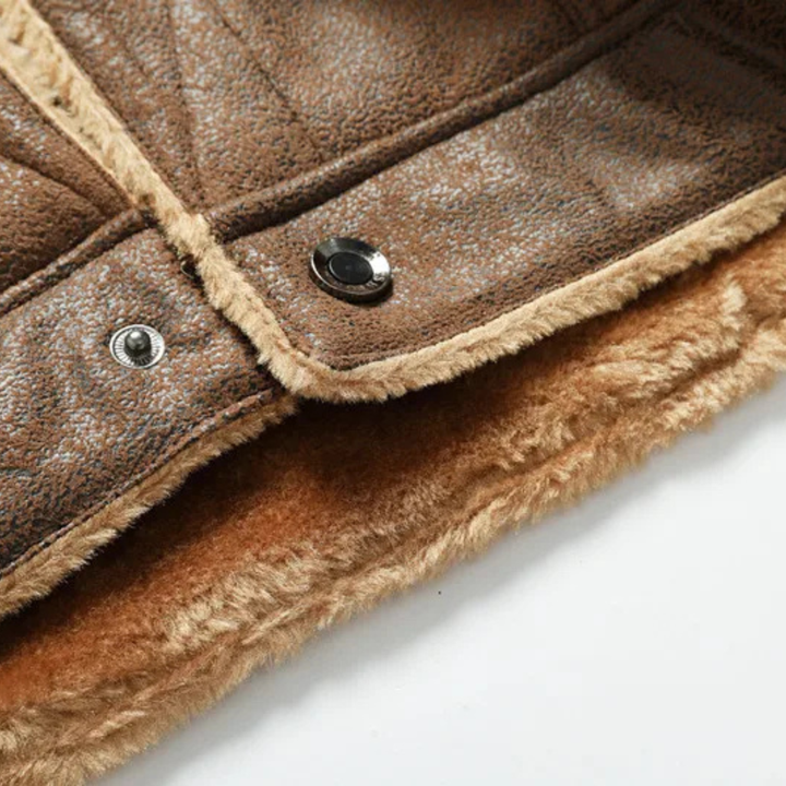 The Amelia Men’s Warm Casual Leather Sherpa Jacket