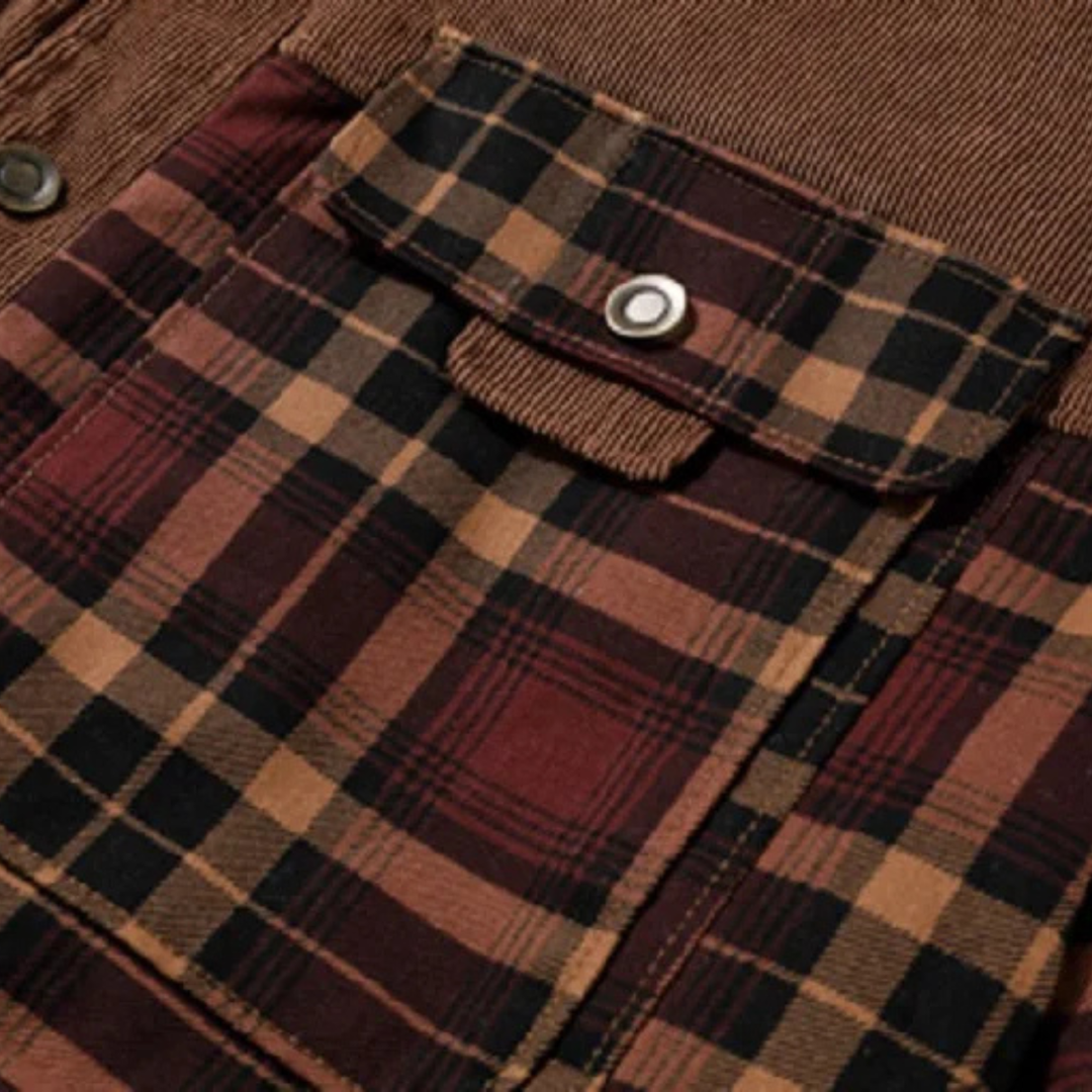The Montefalco Men’s Casual Plaid Flannel Jacket with Multi Pocket