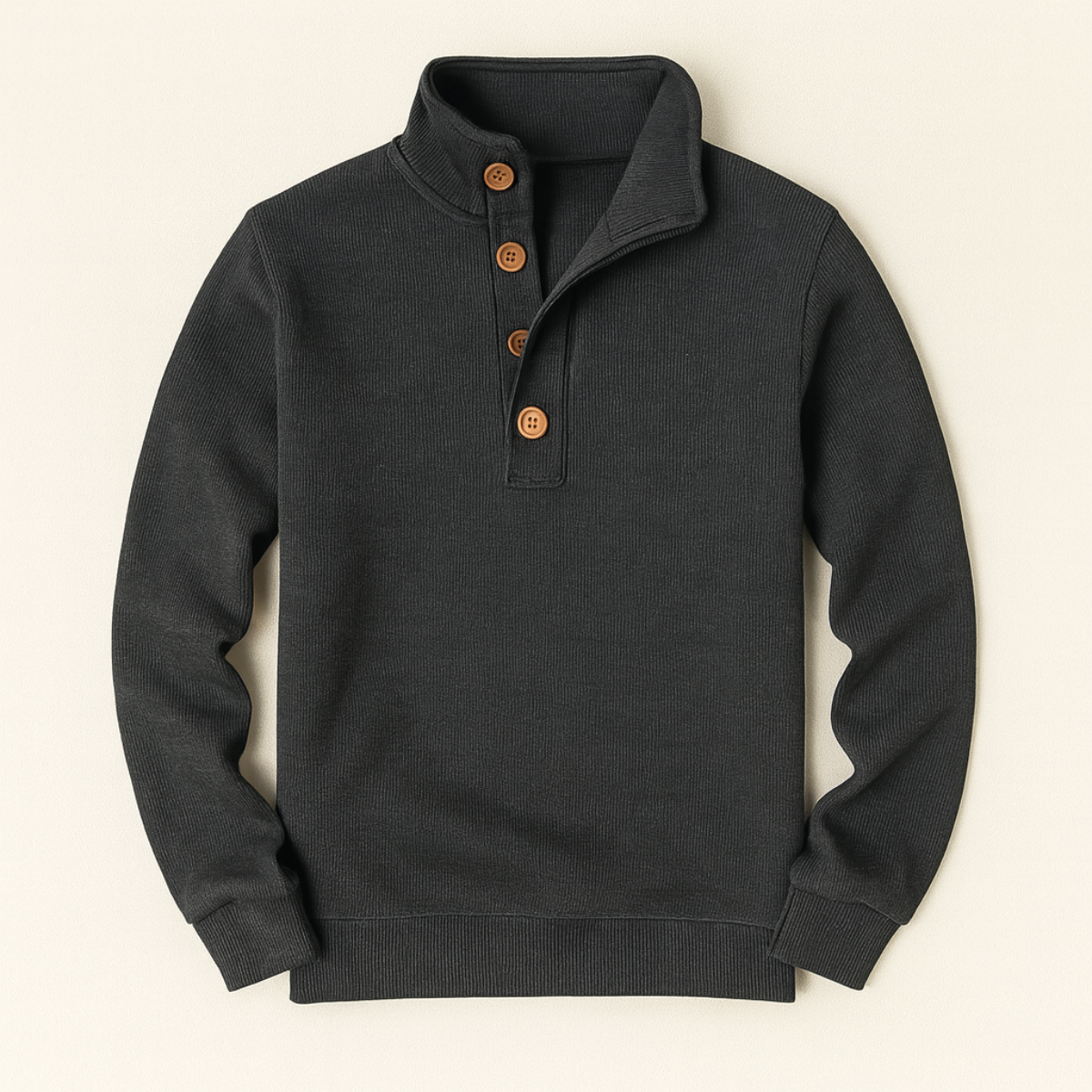 The Waldorf Men’s Grey Luxury Button Neck Knit Sweater