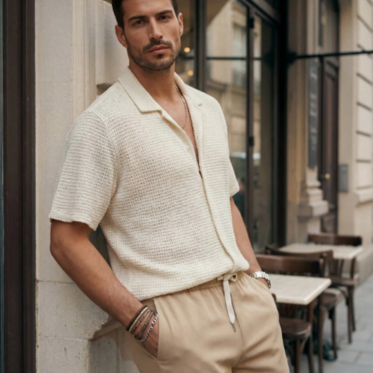 The Timbercrest Park Men’s Textured Button Up Casual Set – Shirt & Pants