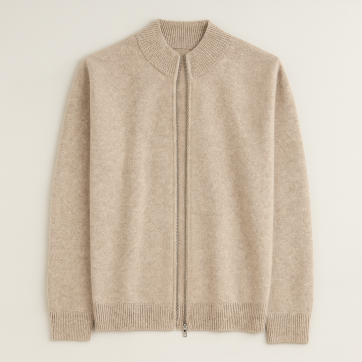 The Maplecrest Men's Merino Mock Neck Wool Zip Up Cardigan