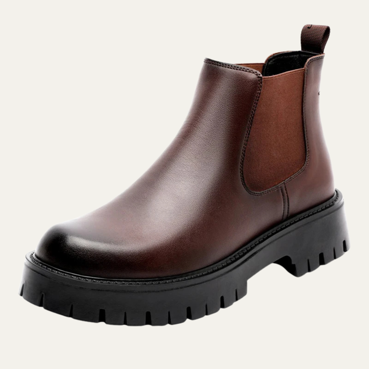 The Cagliari Men’s British Style Platform Faux Leather Ankle Chelsea Boots