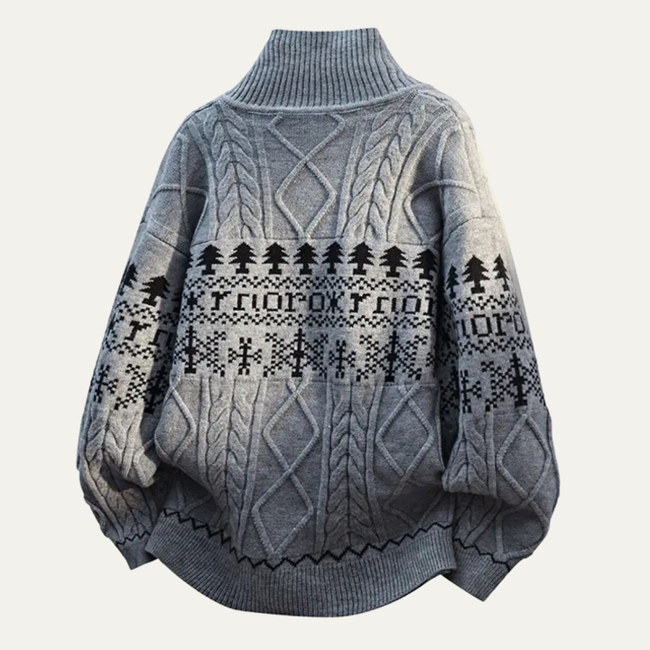 The Salamanca Men's Winter Nordic Pattern Button Up Knitted Jacket