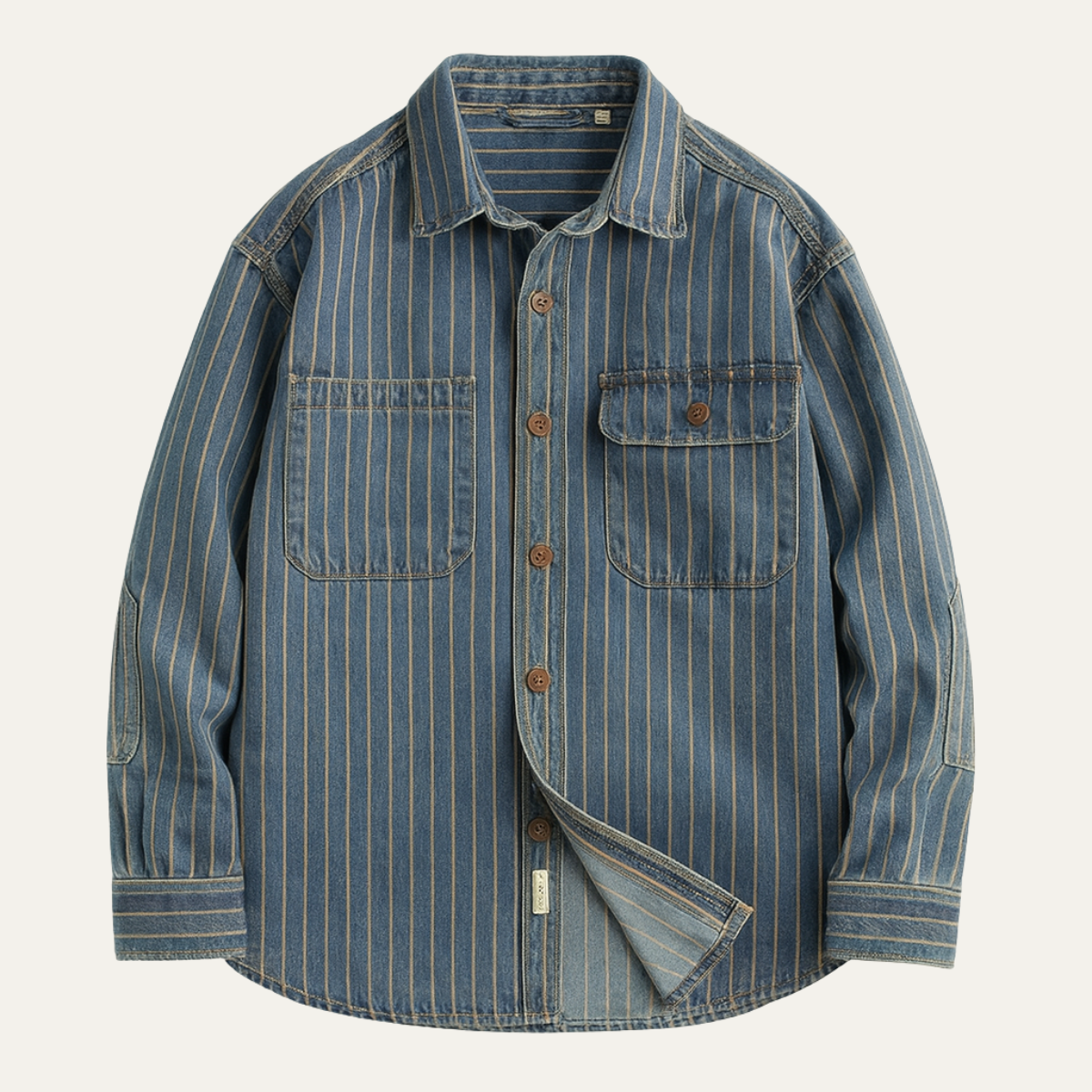 The Rivercrest Men’s Vintage Heavy Cotton Casual Striped Shirt