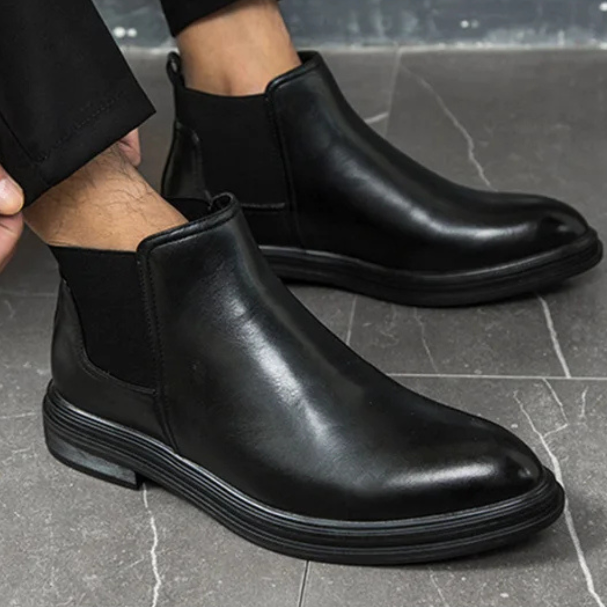 The Orosei Men’s Slip On Winter Busines Leather Chelsea Boots