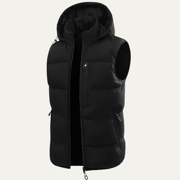 The Cedarfall Men’s Warm Hooded Winter Puffer Vest with Zip Pockets