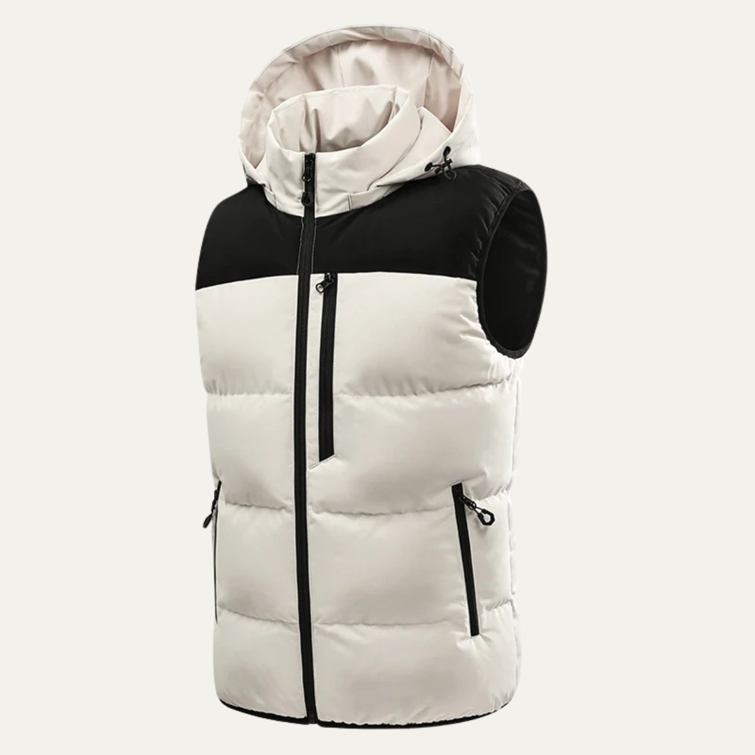 The Cedarfall Men’s Warm Hooded Winter Puffer Vest with Zip Pockets
