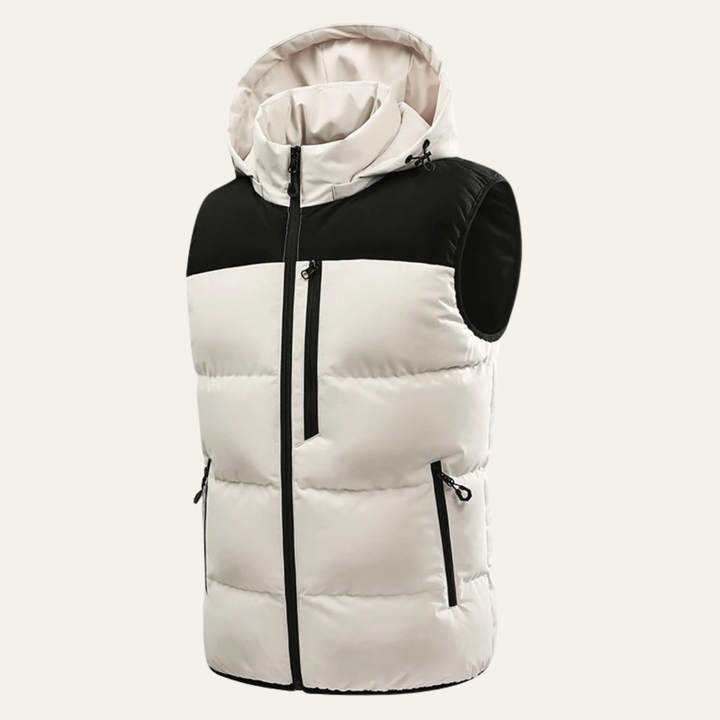 The Cedarfall Men’s Warm Hooded Winter Puffer Vest with Zip Pockets