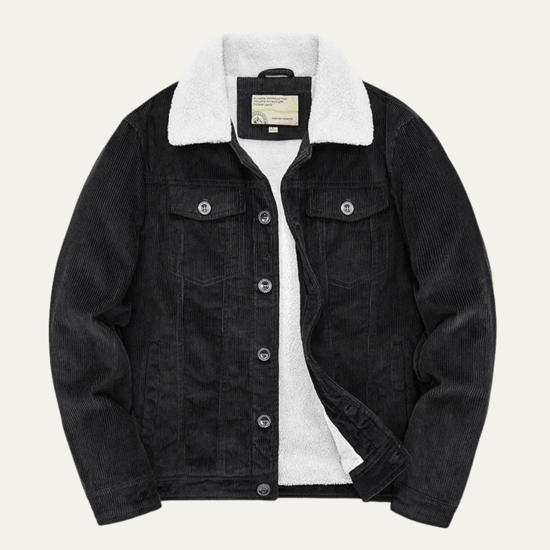 The Ponsacco Men’s Corduroy Fleece Lined Winter Jacket with Sherpa Collar