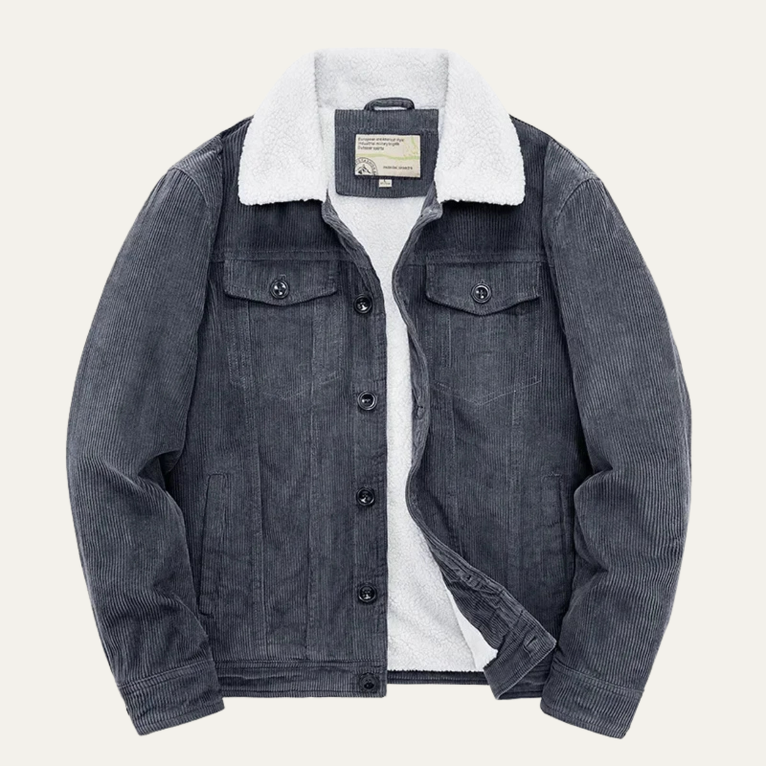 The Ponsacco Men’s Corduroy Fleece Lined Winter Jacket with Sherpa Collar