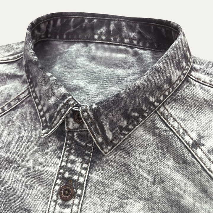 The Fairbrook Men’s Light Gray Vintage Tie Dye Denim Shirt