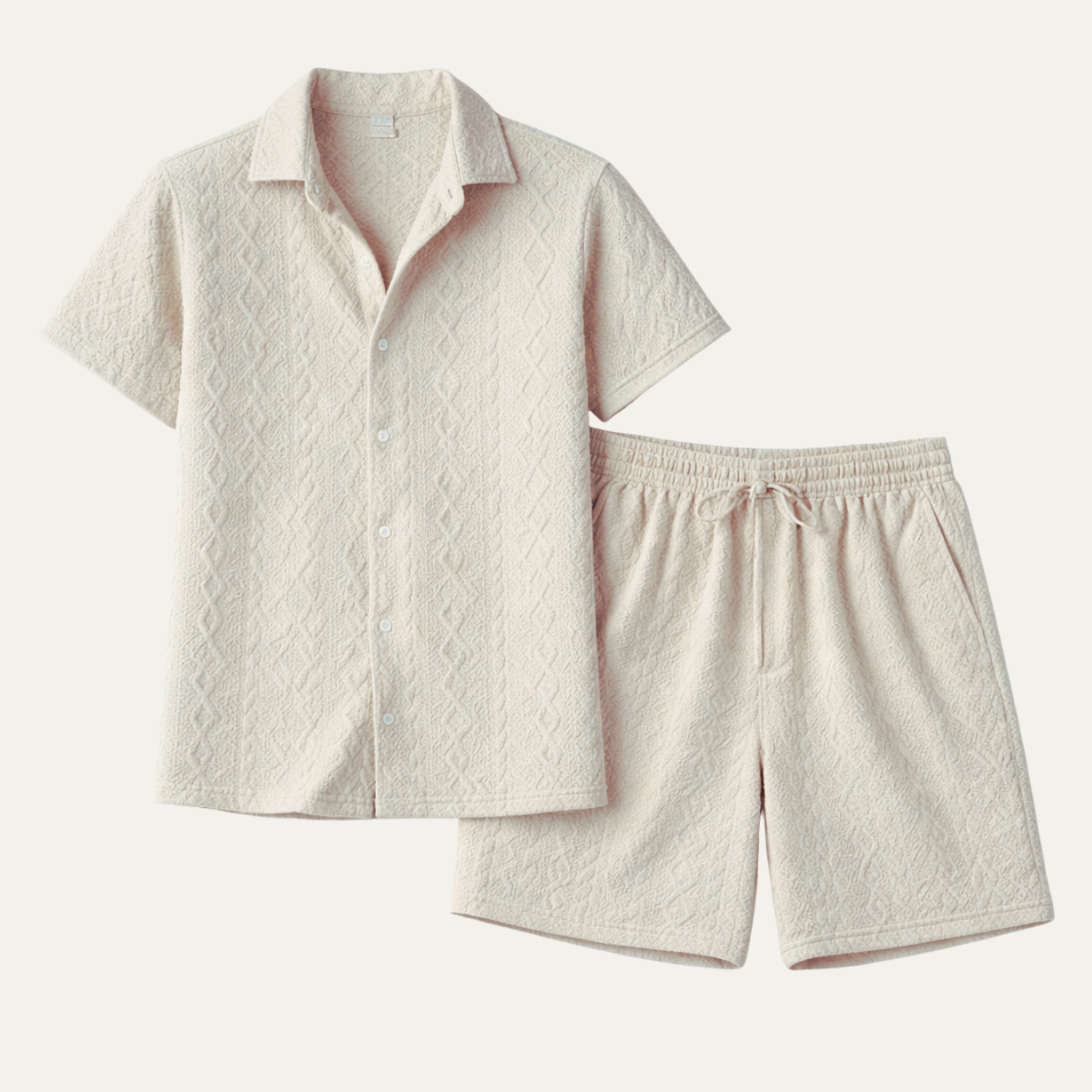 The Meadowridge Men’s Textured Summer Co Ord Set Shirt & Shorts