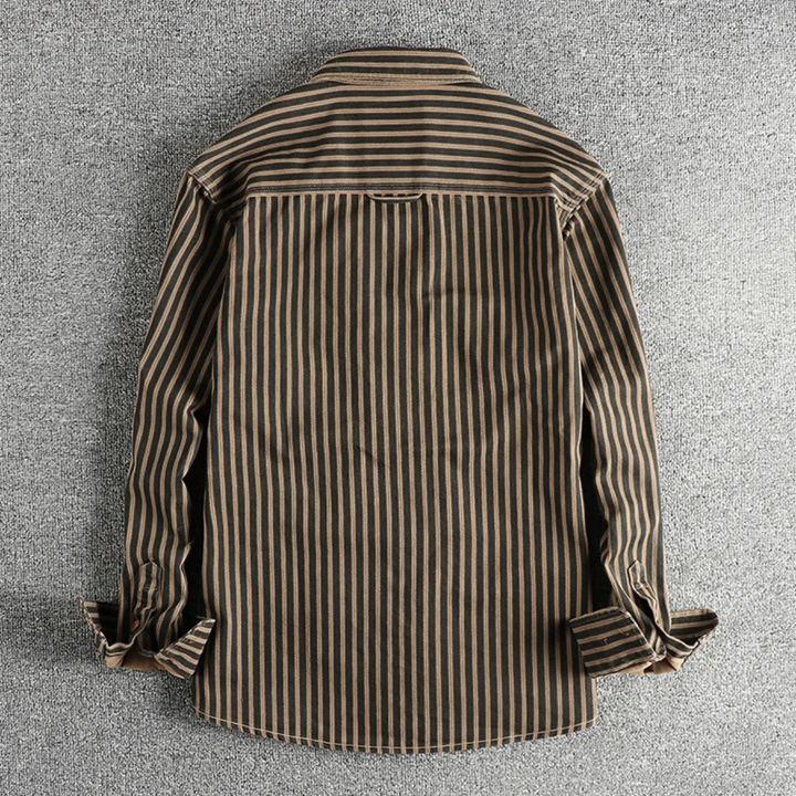 The Stratford Hill Men’s Retro Casual Button Up Striped Shirt