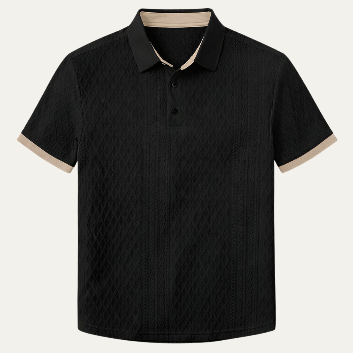 The Cedarcrest Park Men’s Elegant Textured Polo Shirt with Contrast Collar