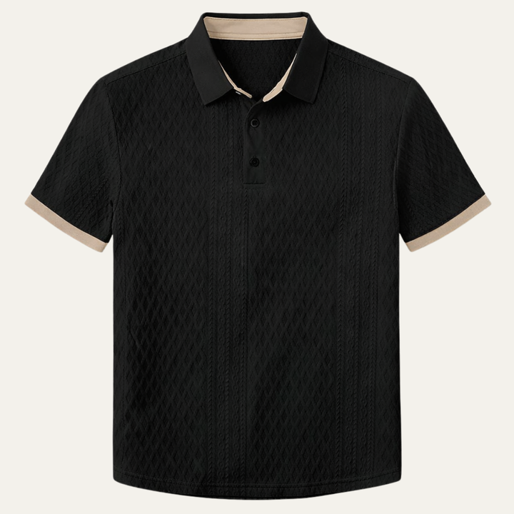 The Cedarcrest Park Men’s Elegant Textured Polo Shirt with Contrast Collar