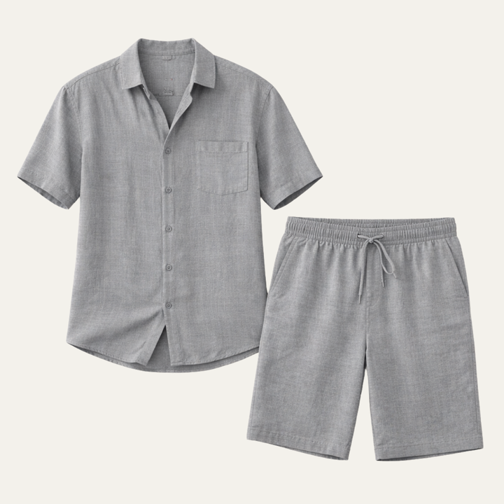 The Willowford Ridge Men’s Breathable Summer Linen Set –Shirt & Shorts