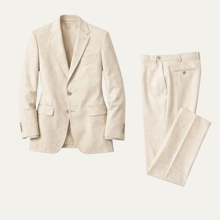The Rossano Men’s Beige Linen Suit – Slim Fit Jacket & Pants Set