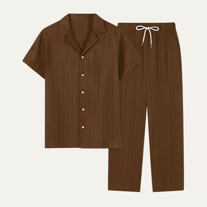 The Dervio Men’s Two Piece Set – Lightweight Button-Up Shirt & Relaxed Pants