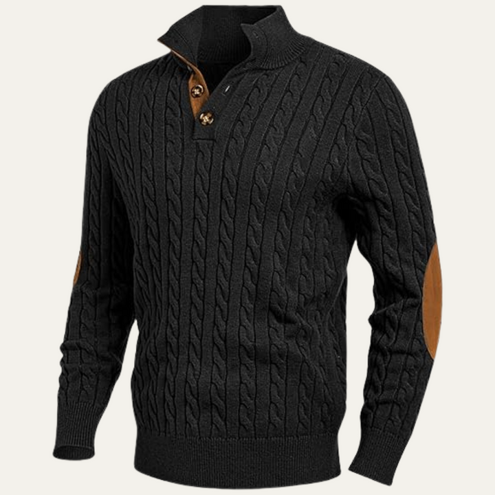 The Stamford Men's Cable Knit Collar Stand Sweater