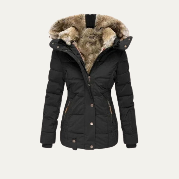 Women's Faux Fur Hooded Winter Jacket – Warm Quilted Puffer Coat