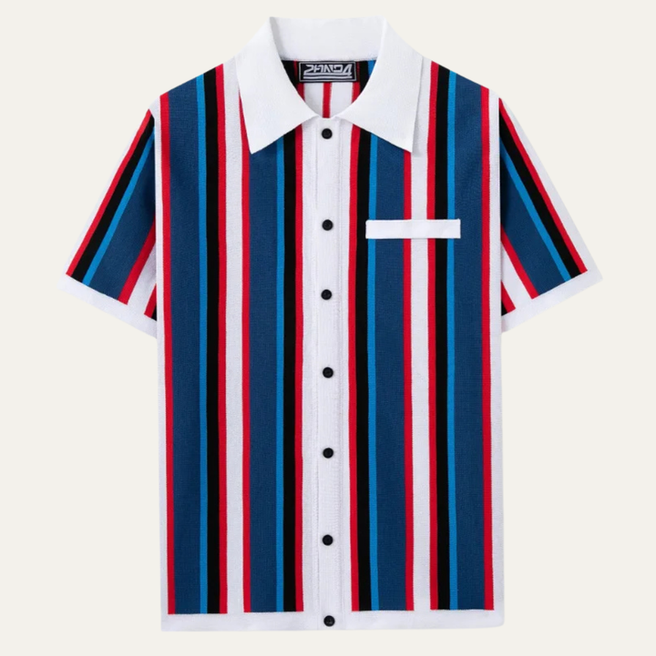 The San Gimignano Men’s Retro Striped Knit Trendy Polo Shirt