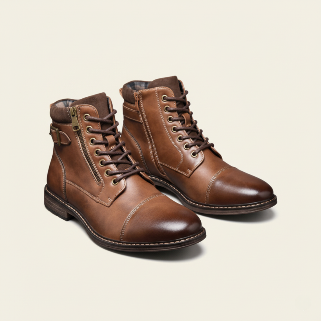 The Brescia Men’s Casual Vintage Faux Leather Ankle Boots