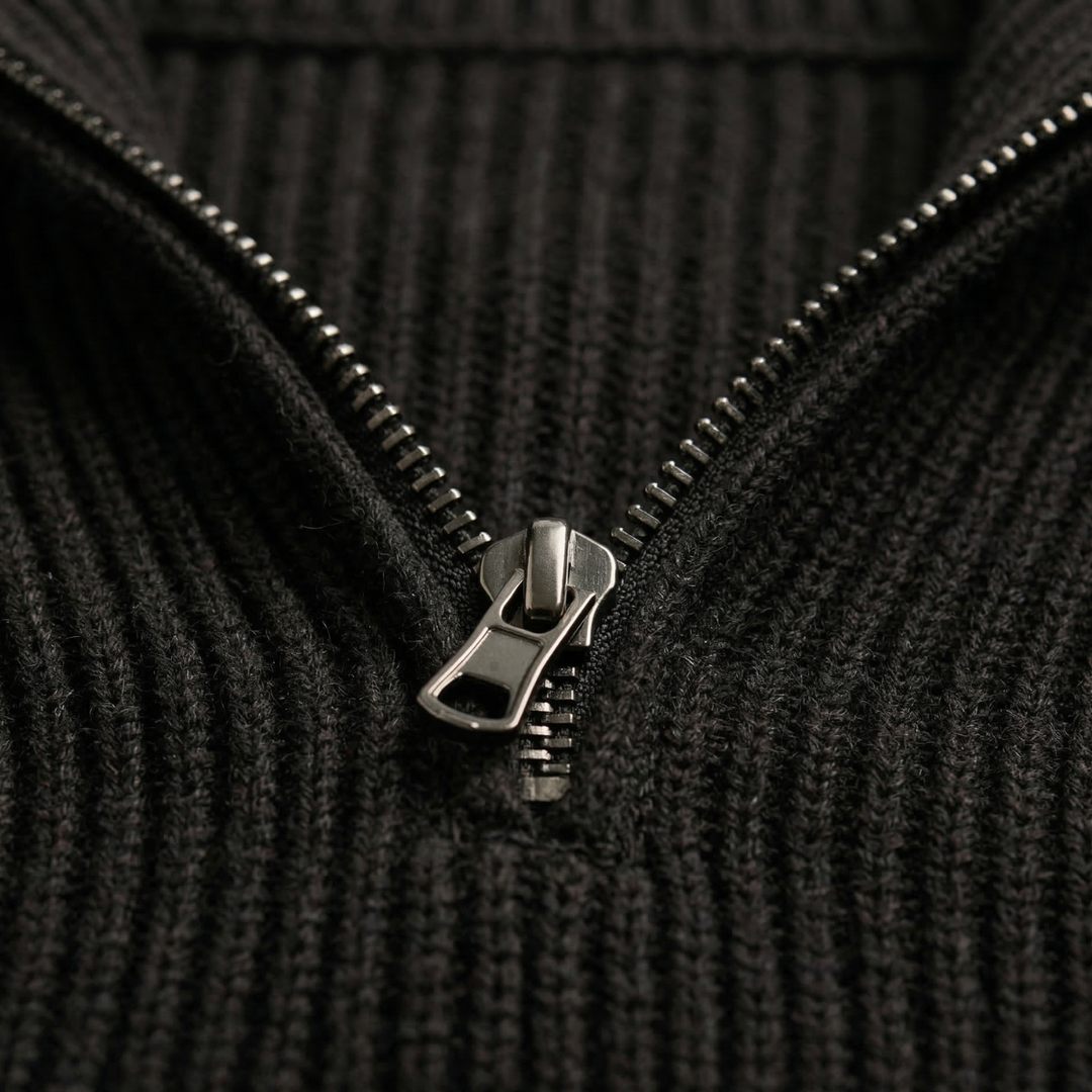 The Brighton Men's Merino Wool Sweater - Half Zip Knitted Pullover