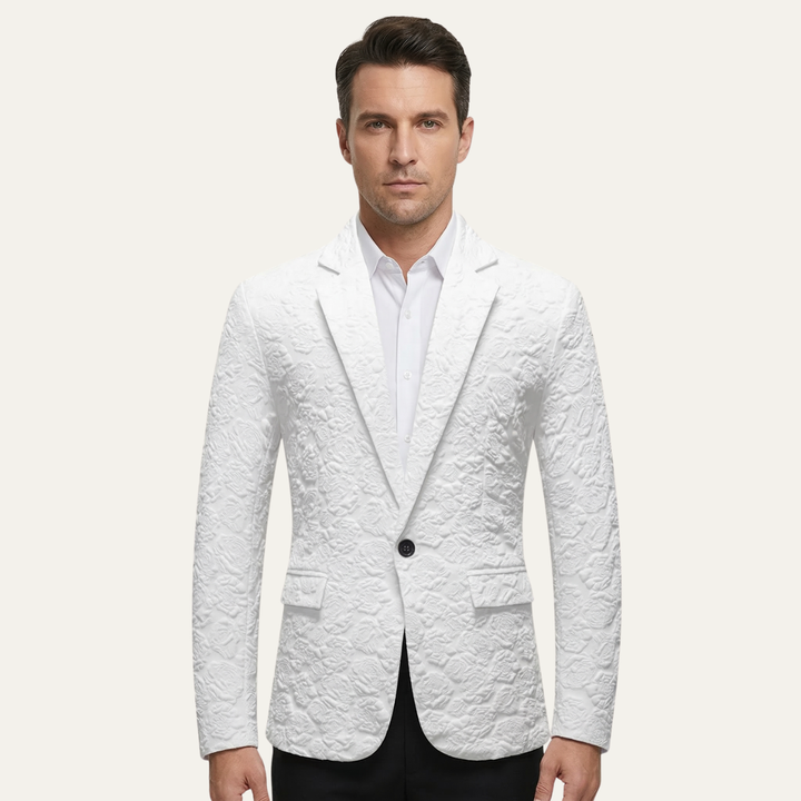 The Ceccano Men’s Casual Textured Rose Pattern Slim Fit Blazer