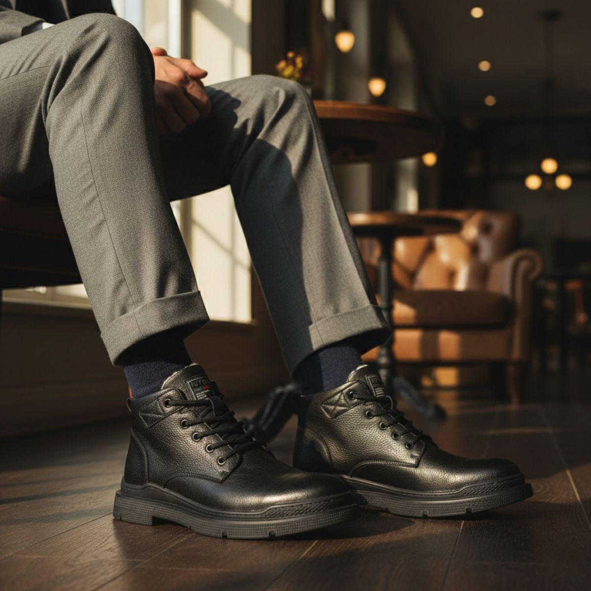 The Silverfield Men’s Classic Lace Up Leather Ankle Snow Boots