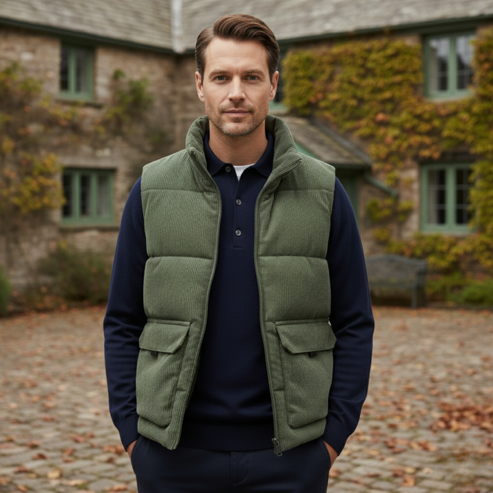 The Penzance Men's Corduroy Lighweight Quilted Vest